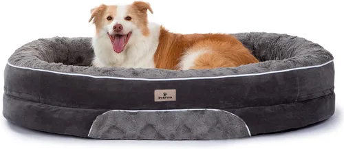 Vista 22 de Cama Sofá Ortopédica para Perros de Tamaño Grande con Soporte de Espuma de Huevo, Cojines Reforzados de Cuatro Lados, Tela Suave Resistente al