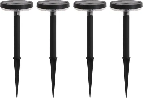 Vista 2 de DAWALIGHT Juego de 4 estacas de luces solares para jardín, impermeables, IP65, luces LED para camino, para exteriores, 3000 K, luz blanca cálida