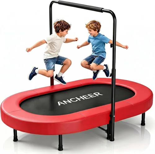 Vista 9 de ANCHEER Trampoline for Kids, Toddler Trampoline Indoor Sports and Outdoor Games 56" Kids Rebounder 220LBS Capacity with Adjustable Safety Handrail