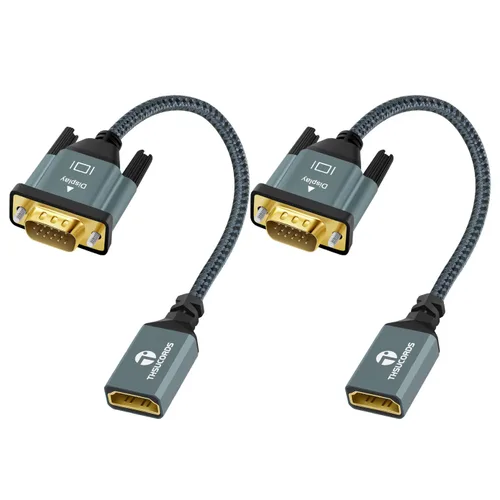 Vista 8 de Thsucords Cable adaptador HDMI a VGA de 1 pie, nailon trenzado HDMI hembra a VGA macho extensión extensión soporte 720P/1080P PC computadora