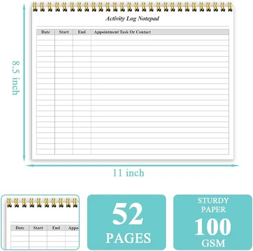 Vista 3 de Getvow Cuaderno de Registro de Actividades - Libro de Registro de Actividades en Espiral para Trabajo de Negocios, Cuaderno de Lista de Tareas