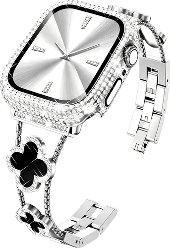 Vista 27 de KADES Bling Four-Leaf Clover Band for Apple Watch Bands Women's Wear Starlight/Iridescent