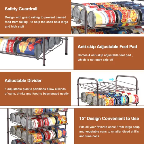 Vista 7 de MOOACE Organizador de latas, dispensador de almacenamiento de latas de 5 niveles con capacidad para hasta 60 latas, organizador de latas, ideal
