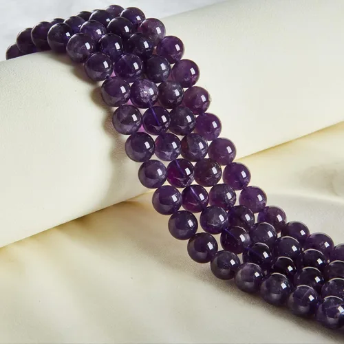Vista 6 de 100 piezas de cuentas de amatista natural de 6 mm, cuentas de piedras preciosas redondas sueltas para hacer joyas