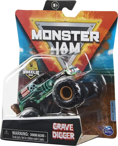 Vista 4 de Monster Jam 2021 Spin Master 1:64 Camión monstruo fundido a troquel con barra de ruedas: excavador de tumbas retro Rebels