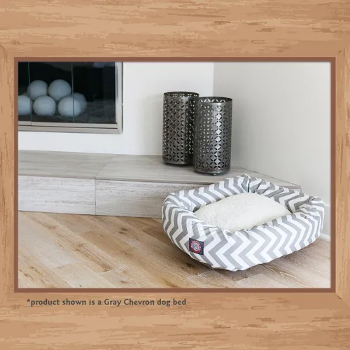 Vista 6 de Cama para perro de 24 pulgadas, color negro Chevron Sherpa Bagel