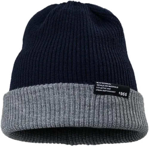 Vista 3 de CLAPE Gorro holgado unisex con puños, gorro de punto de calavera lisa para hombres y mujeres, de doble capa para invierno, gorro térmico de invierno