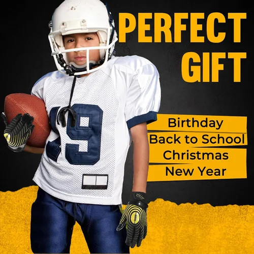 Vista 5 de HANDLANDY Guantes de fútbol para jóvenes, guantes receptores adhesivos para niños, guante de fútbol de súper agarre, mejor regalo para niños y niñas