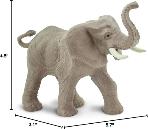 Vista 9 de Safari Ltd. Figura de elefante africano, figura detallada de plástico de 6.25 pulgadas, juguete educativo para niños, niñas y niños a partir de 3