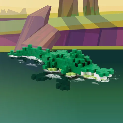 Vista 2 de Plus Plus Juego de bloques de construcción de figuras de animales 3D, 70 piezas de rompecabezas entrelazadas, divertidos juguetes de tallo