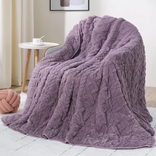 Vista 21 de Drewin Manta con peso de 15 libras para adultos, manta con peso de sherpa marrón suave y acogedora para dormir y relajarse, manta de cama gruesa