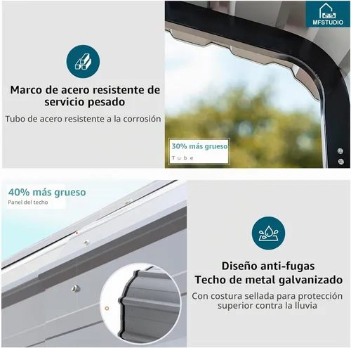 Vista 7 de MFSTUDIO - Cochera metálica de 10 x 15 pies, cochera resistente con paredes laterales