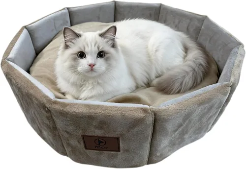 Vista 9 de PJYuCien - Cama redonda ortopédica de espuma viscoelástica para mascotas, 20 pulgadas, color gris
