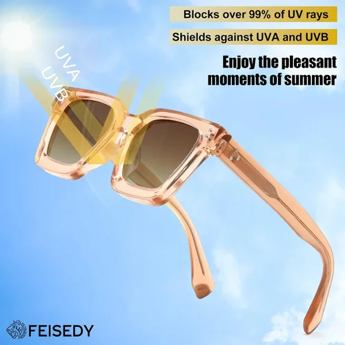 Vista 3 de FEISEDY Gafas de sol polarizadas para hombre y mujer, marco grueso cuadrado, rectangular, UV400, gafas de sol B2396
