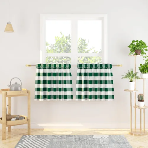 Vista 255 de Cenefas de cortina para ventana de 16 pulgadas de largo, 2 paneles de cuadros búfalo, cortinas pequeñas con bolsillo para barra, estilo clásico