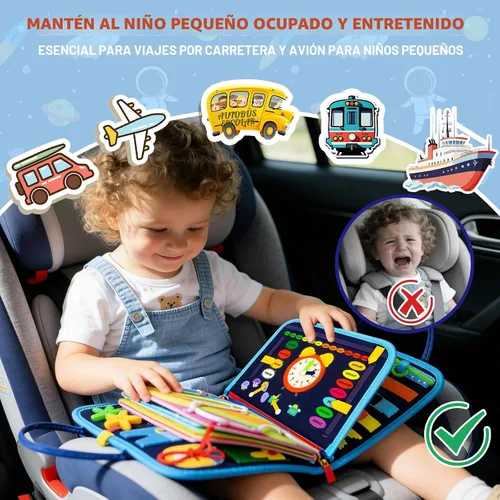 Vista 4 de Tablero Montessori para niños pequeños de 1 a 3 años, regalos de cumpleaños para niños, tablero educativo Montessori para libros ocupados