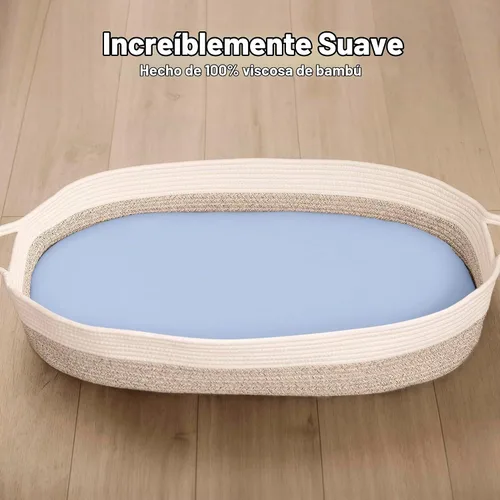 Vista 2 de Paquete de 2 sábanas para moisés de bebé para niña, niño, 33 x 17 pulgadas (lino azul)
