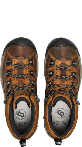 Vista 5 de KEEN Targhee 2 Mid - Botas de senderismo impermeables de altura media para hombre Bisonte/Nuez Asada