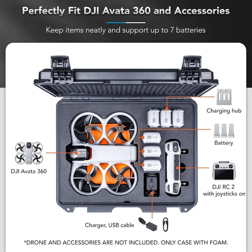 Vista 2 de Lykus Titan AT300 - Carcasa rígida impermeable para DJI Avata 360 y RC2/RC-N3