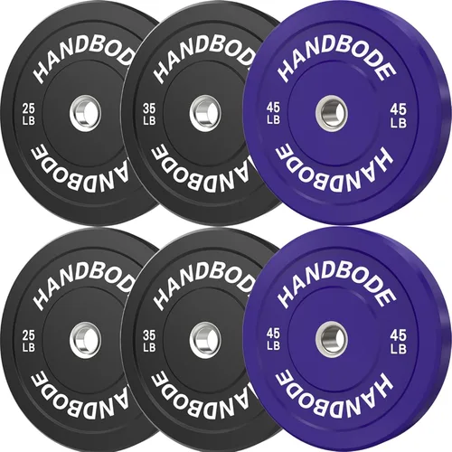 Vista 43 de HANDBODE Juego de discos de peso de 2 pulgadas de alto rebote, juego de discos olímpicos de 45/100/160/190/260/300 libras, juego de discos