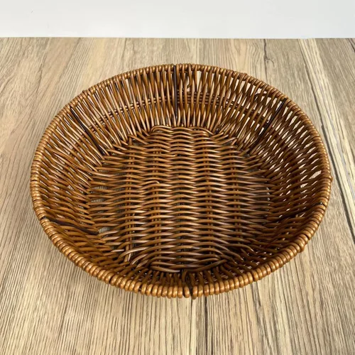 Vista 3 de Cestas de frutas Cesta de pan de mimbre, alimentos de mesa tejidos para servir frutas, verduras, cesta de servicio de restaurante
