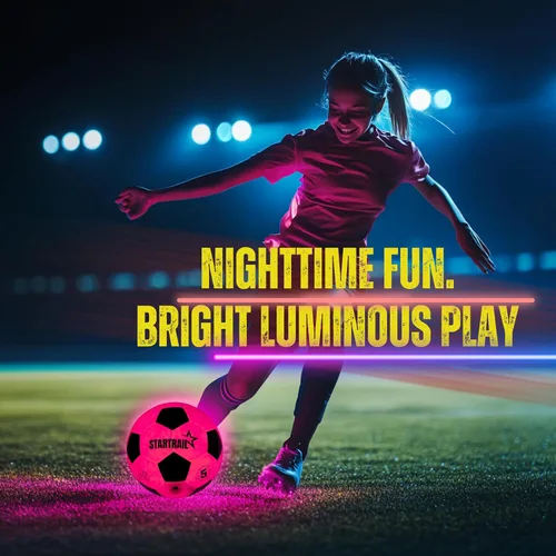 Vista 6 de Pelota de fútbol que brilla en la oscuridad Regalo deportivo para niñas de 6 a 15 años Pelota LED iluminada con 3 baterías extra y bomba