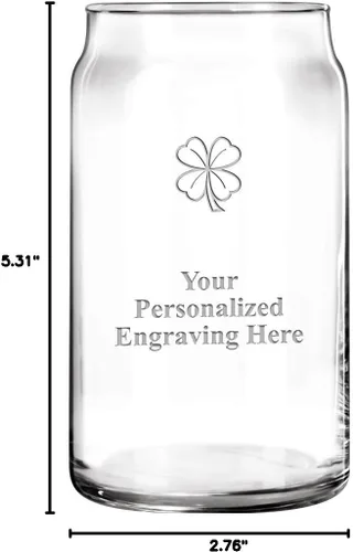Vista 3 de Regalo personalizado de lata de cerveza del día de San Patricio, trébol de cuatro hojas, vaso de 16 onzas para lata de cerveza roja o blanca