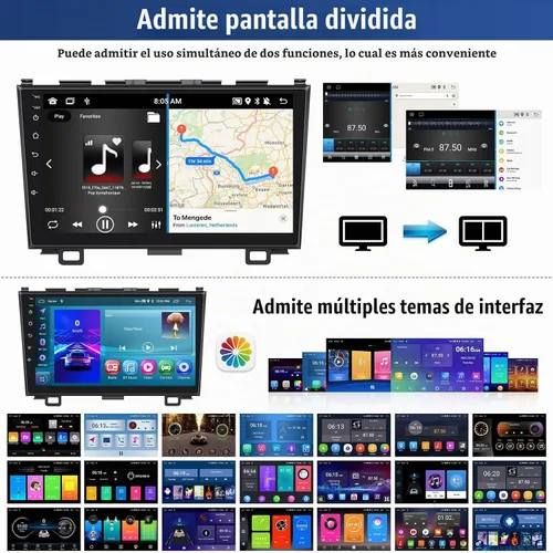 Vista 5 de 4 núcleos+64G Android 15 para Honda CRV 2007-2011 Radio de coche estéreo con A-pple inalámbrico CarPlay Android Auto WiFi GPS, pantalla táctil de 9