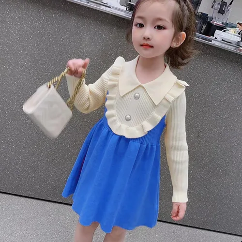Vista 3 de Toddler Girls Spring and Autumn Cute Sweet Baby Dresses Loog Sleeve Outfit for 3 to 8 Years Clothes Girl 6 Years