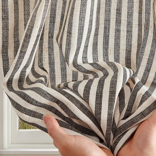 Vista 8 de jinchan - Cortinas de lino a rayas para cocina de 20 pulgadas de largo, cortinas de varios niveles, estilo granja moderna de café, tratamientos