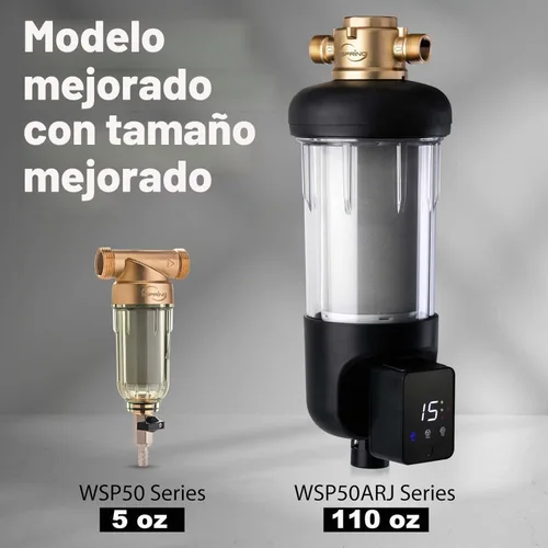 Vista 2 de iSpring WSP50ARJ, Certificado NSF, Filtro de agua de sedimentos de centrifugado, Tamaño Jumbo mejorado, Gran capacidad, Reutilizable con módulo