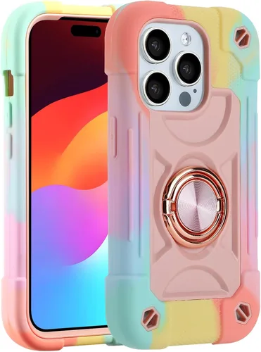 Vista 89 de MARKILL Funda compatible con iPhone 14 Pro de 6.1 pulgadas con soporte de anillo integrado, protección contra caídas de grado militar, carcasa Palta