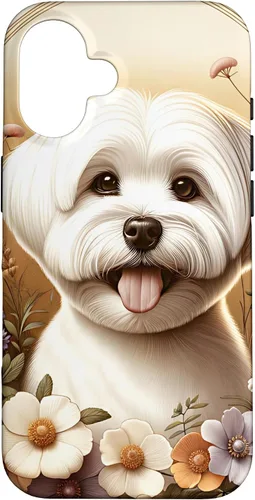 Vista 32 de Maltese Dog Summer Wildflowers Artwork Case for iPhone 17