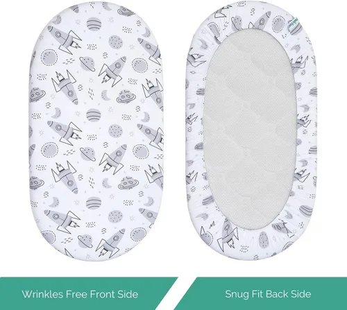 Vista 9 de Sábanas de moisés para Maxi Cosi Iora, Munchkin Brica Fold N' Go, 4moms MamaRoo, Delta Children Moisés, 3 piezas, 18 x 33 pulgadas, ultra suaves