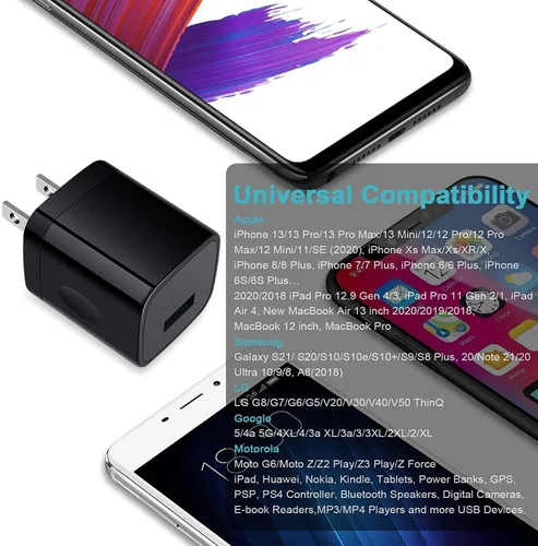 Vista 7 de Cargador de pared USB, bloque de carga, paquete de 3 cajas de cubo de carga de 1A/5V, enchufe de cargador USB de un solo puerto para iPhone 17e 17