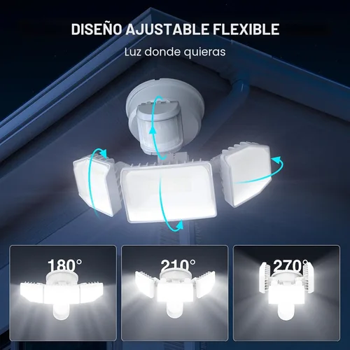 Vista 7 de Abovizo Luces de seguridad LED de 85 W con sensor de movimiento para exteriores, 8500 lm de atardecer al amanecer, IP65 impermeable, 6500 K, luz