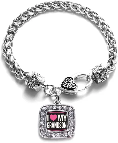 Vista 193 de Pulsera de dijes cuadrados de plata con joyería de circonita cúbica
