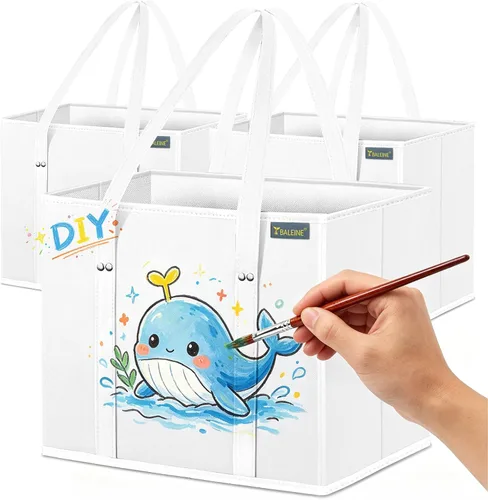 Vista 55 de BALEINE 1 paquete de bolsas reutilizables para comestibles, bolsas de compras plegables para comestibles con parte inferior reforzada y asas Follaje