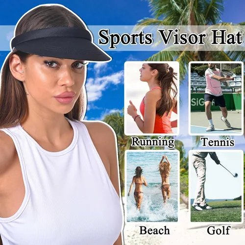 Vista 4 de Sombreros con visera para el sol, visera ancha, ajustable, con clip, para verano, playa, sombrero