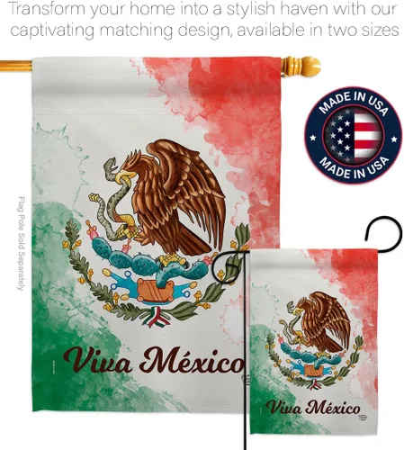 Vista 4 de Ornamento Collection Viva México Casa Bandera Pack de Nación Regional Internacional Mundo País Particular Área Decoración Banner Pequeño Jardín