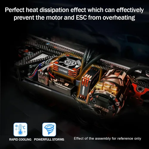 Vista 6 de Ventilador de refrigeración ESC de 1.181 in, disipador de calor RC ESC de 28000 RPM para Turbo ESC con XH Connect para 1/12 1/10 1/8 RC Car ESC