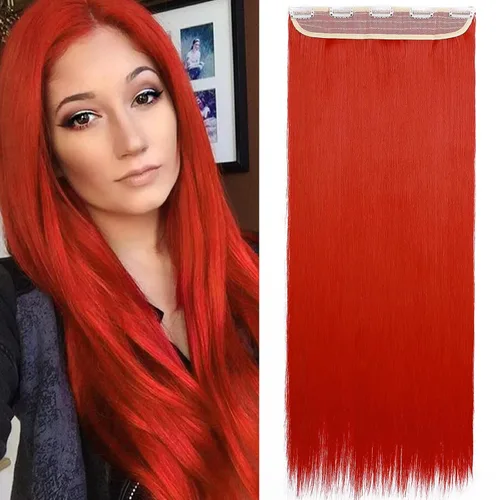 Vista 8 de S-noilite Extensiones de cabello de una pieza con clip, color rubio balayage de 18 pulgadas, en forma de U, extensiones de cabello de trama de una