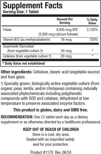 Vista 2 de Biotics Research Folato 5 Plus de folato de alta potencia con B12, soporte de metilo, 5 miligramos de forma alimentaria natural e integral