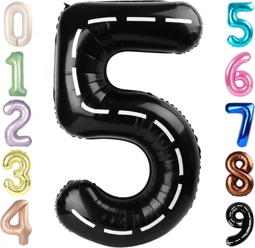 Vista 418 de Globos con números de 40 pulgadas, color negro, para decoraciones de cumpleaños de 10 a 100 años Jumbo 40In & Vibrant Color, With Hanging Holes