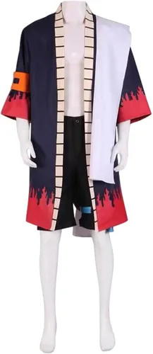 Vista 4 de Disfraz de cosplay de una pieza de Ace de anime Portgas D. Ace, chaqueta pantalón corto con sombrero, conjunto de trajes de Halloween para adultos