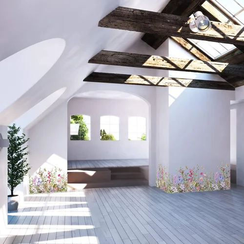 Vista 6 de 4 calcomanías de pared de flores, calcomanías de vinilo extraíbles para pared, calcomanías de pared para el hogar, dormitorio, sala de estar