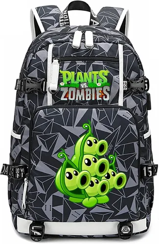 Vista 28 de ISaikoy Game Plants vs. Zombies - Mochila de hombro para libros, mochila escolar, color gris, Gris 15, Mochilas Daypack