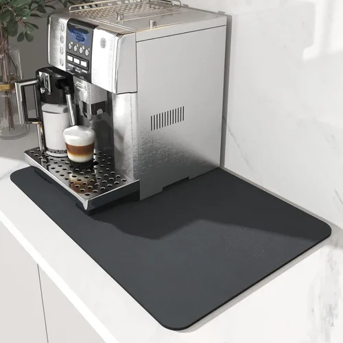 Vista 17 de AMOAMI Tapete de café absorbente con parte trasera de goma para secar platos para encimera de cocina, accesorios de bar para debajo de la cafetera