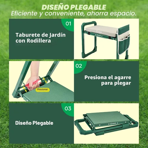 Vista 6 de Saker Rodillera y Asiento de Jardín Plegable con Patas Extensibles y Almohadilla Gruesa, Herramienta, Soporte de Trabajo Pesado para Adultos