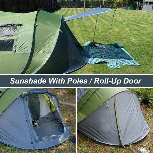 Vista 6 de 6 Person Easy Pop Up Tents for Camping - AYAMAYA Double Layer Waterproof Instant Tent with Vestibule & Porch, Large Size Family Tent Automatic Setup